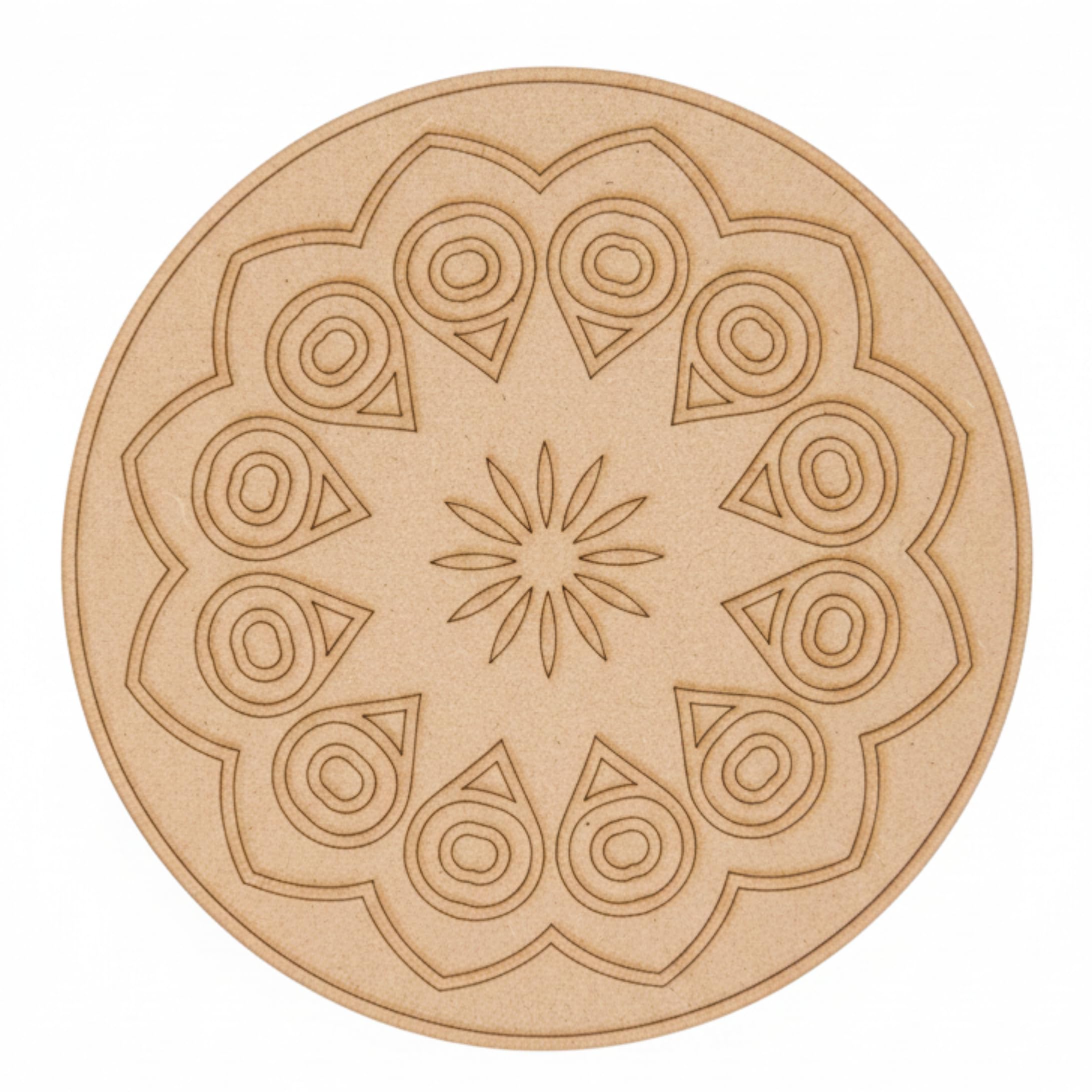 Mandala Pre-Marked MDF Cutouts for DIY Art & Craft - 6 Inch Round Laser Engraved Wooden Boards for Lippan Art, Resin Art, & Mandala Painting - Set of 6 Pieces (15cm Diameter) (S3P1-II)-image-16