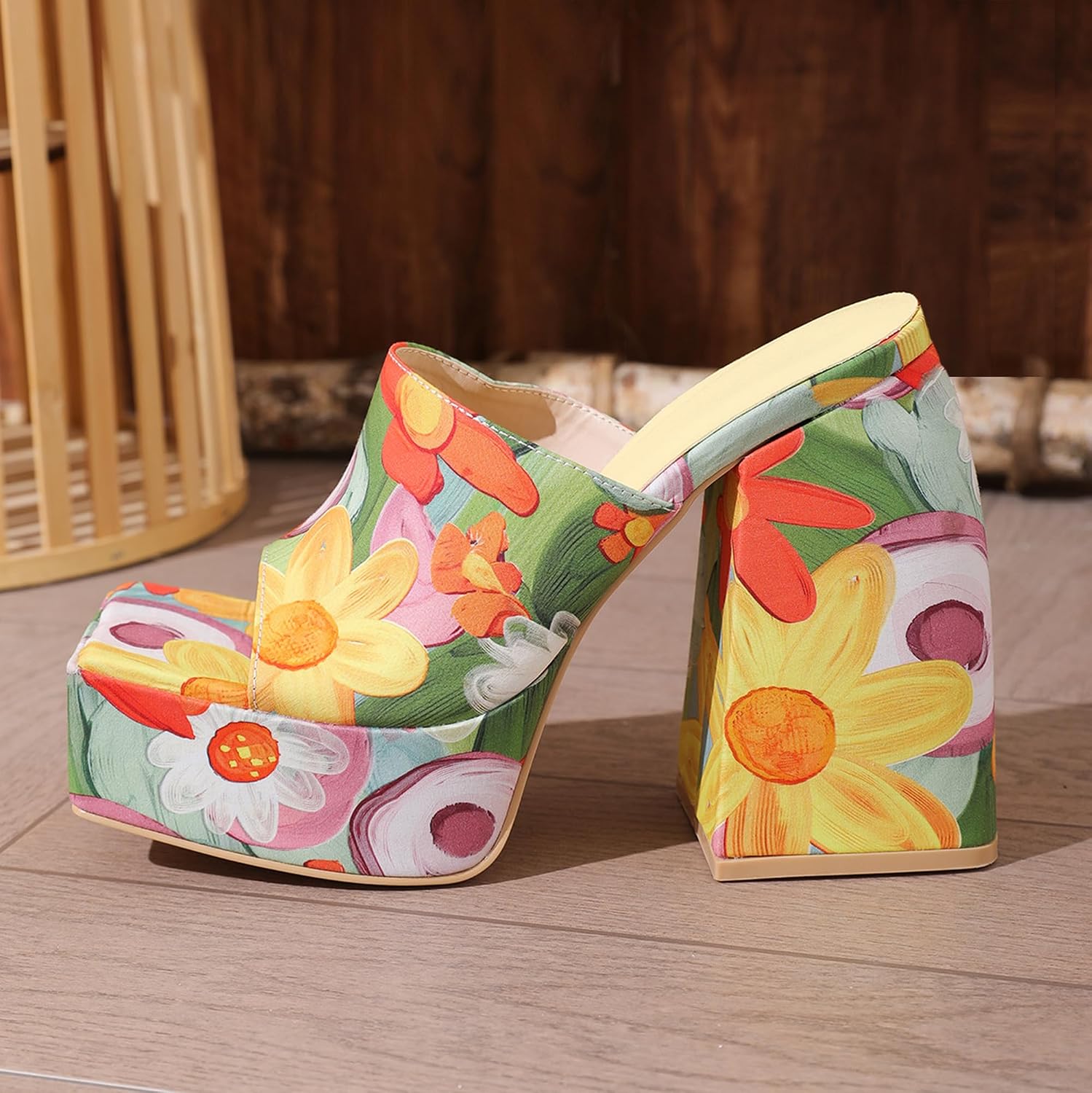 Lryweisy Women's Chunky Platform Bohemian 5.3 Inch High Heels Square Open Toe Wedge Sandals Comfortable Dressy Shoes image 2