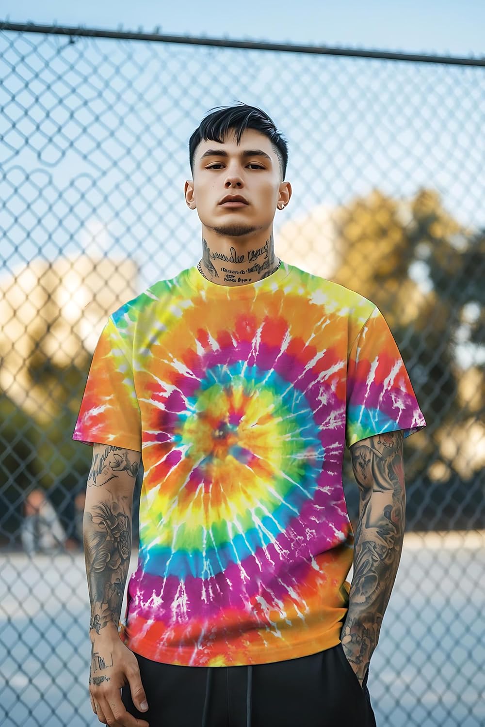 Tie Dye Shirts Men Hippies Senior Short Sleeve Hippies Senior Tie Dye Tee Shirt - Image 2