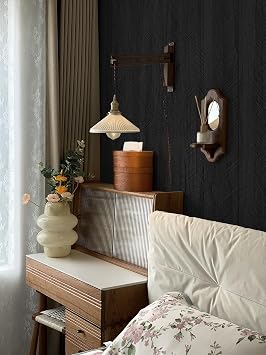 Safiyya Peel and Stick Wallpaper Black Contact Paper for Walls Bathroom Modern Wall Paper Self Adhesive Textured Removable Wallpaper for Bedroom Wood Look Vinyl Rolls 78.715.7