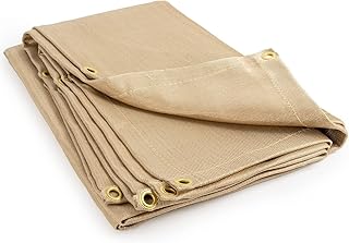 THE WHITE SHOP Heavy Duty Fiberglass Welding Blanket，100×80cm Fireproof Insulation Blanket，1/3”(8mm) Thickened Weld Cover with Grommets，Thermal Resistant Insulation