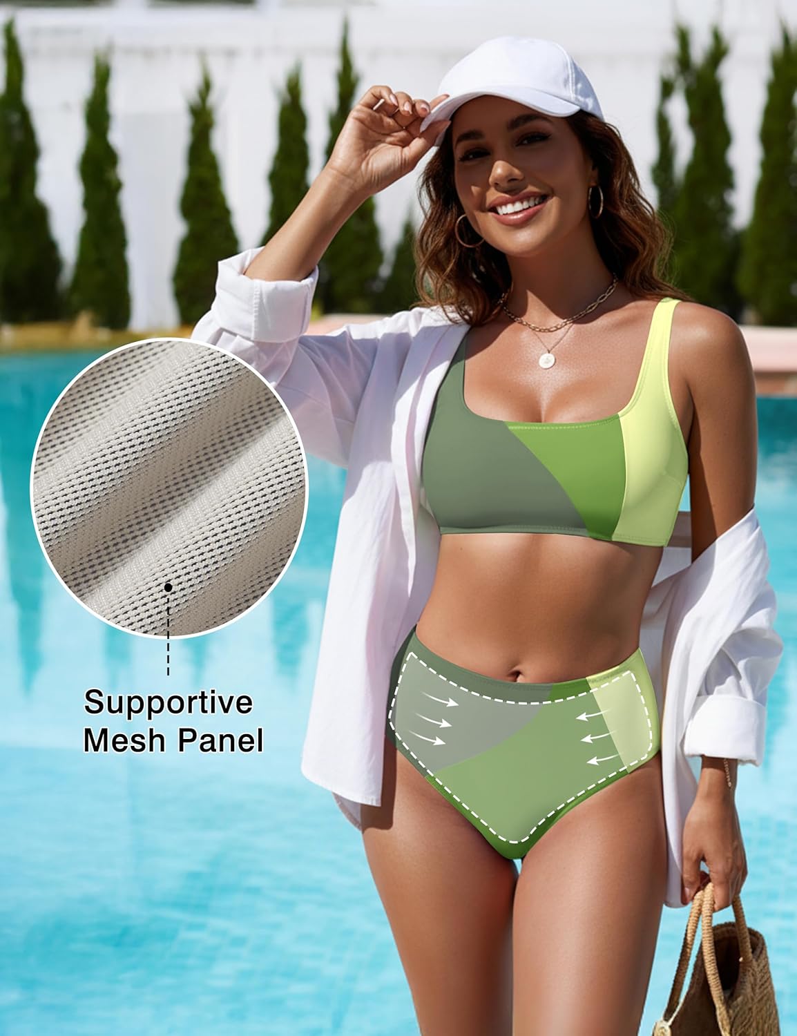 BMJL Womens High Waisted Bikini Sets Tummy Control Two Piece Sporty Swimsuits Modest Active Bathing Suits - Image 4