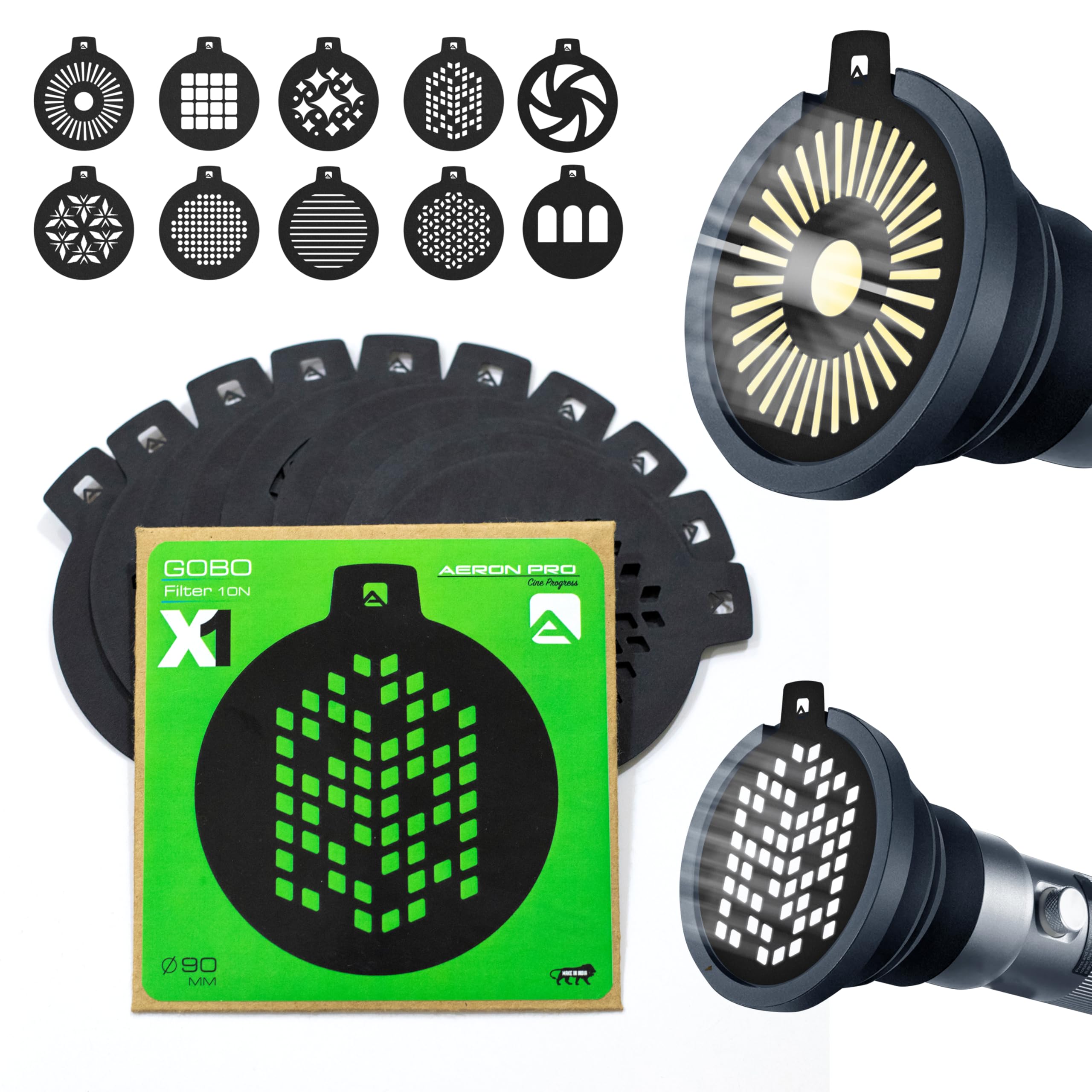 GOBO Kit X1, 1ON GOBO, Compatible with Video LED Spotlight, Background Effect for Creators, for Recording Studio Lighting, YouTube, Reels & Vlogging Backgrounds.