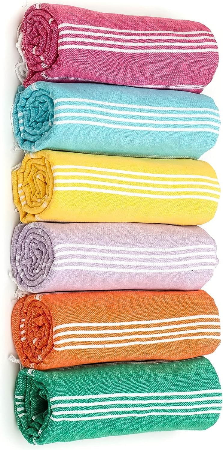 HAVLULAND Set of 6 Turkish Bath Towels Set 100 Turkish Cotton Beach
