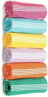 HAVLULAND Packs of 6 Turkish Beach Towel Bath Towels Multi-Purpose Pool Swim Soft Extra Large Sand Free Quick Dry Towels Lightweight Travel Cruise Camping Oversized 71x39 Blanket