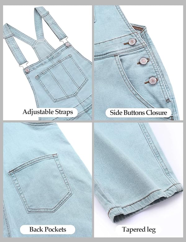 GRAPENT Women's High Waist Denim Overalls, Azure Glow, Large by GRAPENT - Used condition - Image 2