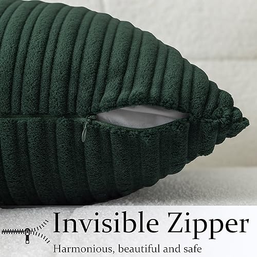 Miniatura 503 de UGASA - Juego de 2 fundas de almohada de terciopelo a rayas, funda decorativa para cojín con cremallera oculta para el hogar, sofá, dormitorio,