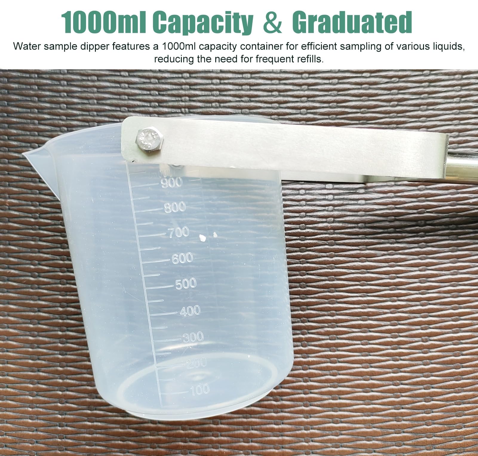 Kit di campionamento dell'Acqua telescopico Extra Lungo da 1000 ml - Tazze di campionamento Leggere e Flessibili per stagni, ruscelli e acque reflue (Lunghezza Regolabile da 1,5 m a 7 m)