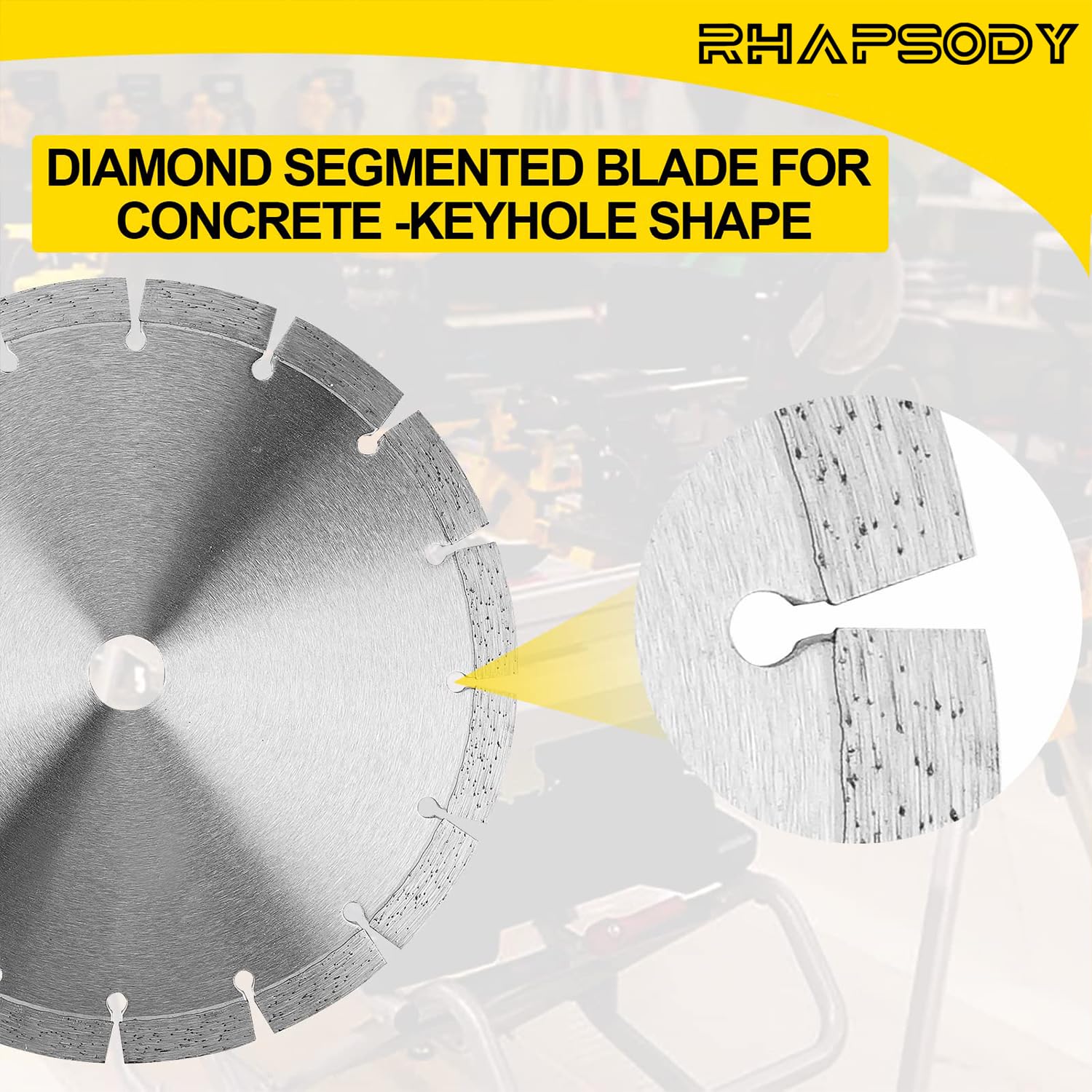 RHAPSODY 14 Inch Diamond Saw Blade, Segmented General Purpose Blade Dry/Wet Cutting Concrete, Masonry, Brick, Block, Paver 1"-20mm Arbor