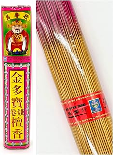 Chinese Incense Joss Stick - 1 lb. Bundle Coiling Ember Gold Color 金多寶卷錢檀香