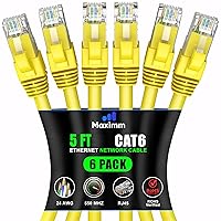 Vista 17 de Maximm Cable Ethernet Cat 6 de 10 pies (paquete de 6) - Cable LAN de alta velocidad, cable de Internet, cable de conexión y cable de red - UTP