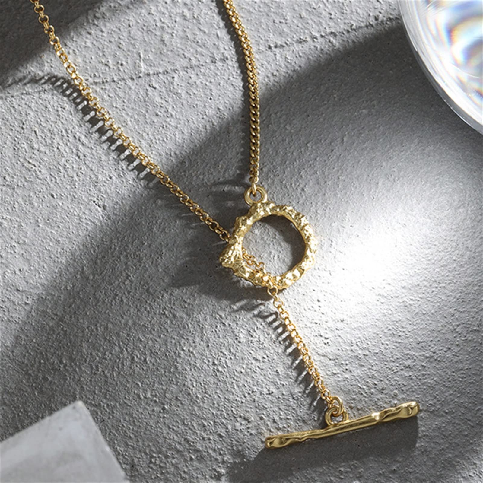 Collane Monili di Moda da Donna 925 Argento Semplice Catena Lunga Catena Collana Signore squisiti Gioielli for Feste di Moda Collana da Donna (Gem Color : Gold)