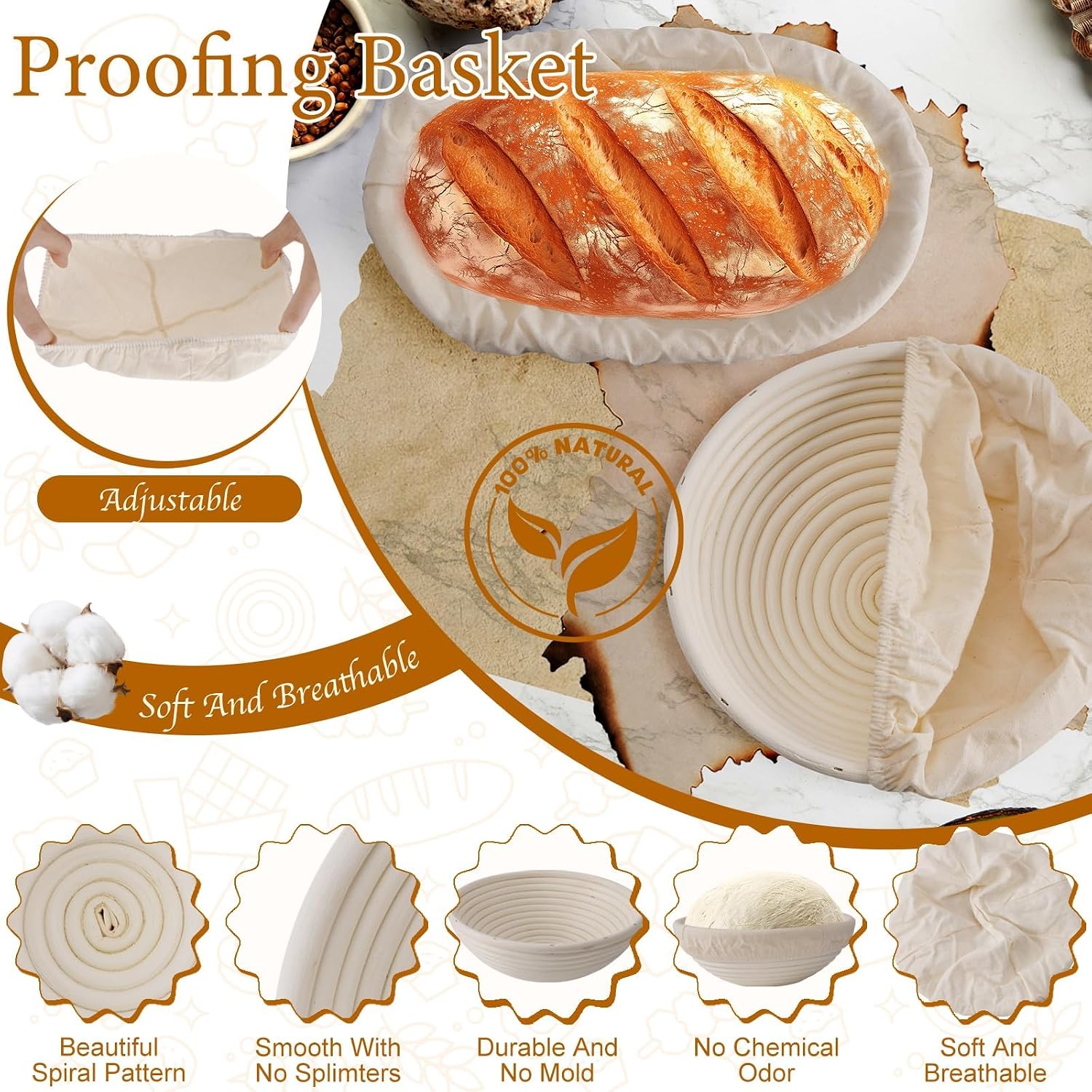 Sourdough Bread Starter Kit Banneton Proofing Basket with Starter Jar Bread Maker Baking Essentials Top Gadgets for Bakers Best Gifts for People Who Love Baking(15PCS&11PCS) (15PCS)