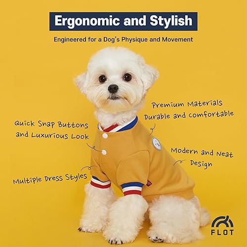 Miniatura 4 de FLOT Camisa de diseñador para perro con botones, materiales de primera calidad, ajuste a medida, suéter de lujo diseñado y fabricado en Corea