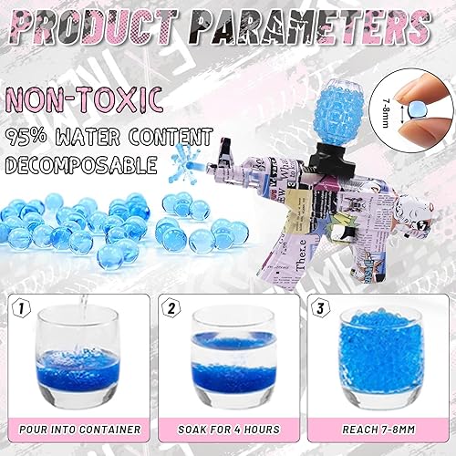 Miniatura 4 de Lanzador eléctrico de bolas de gel de más de 160 FPS de alta velocidad con gafas, juguete de salpicaduras de bolas de gel recargable, juego en