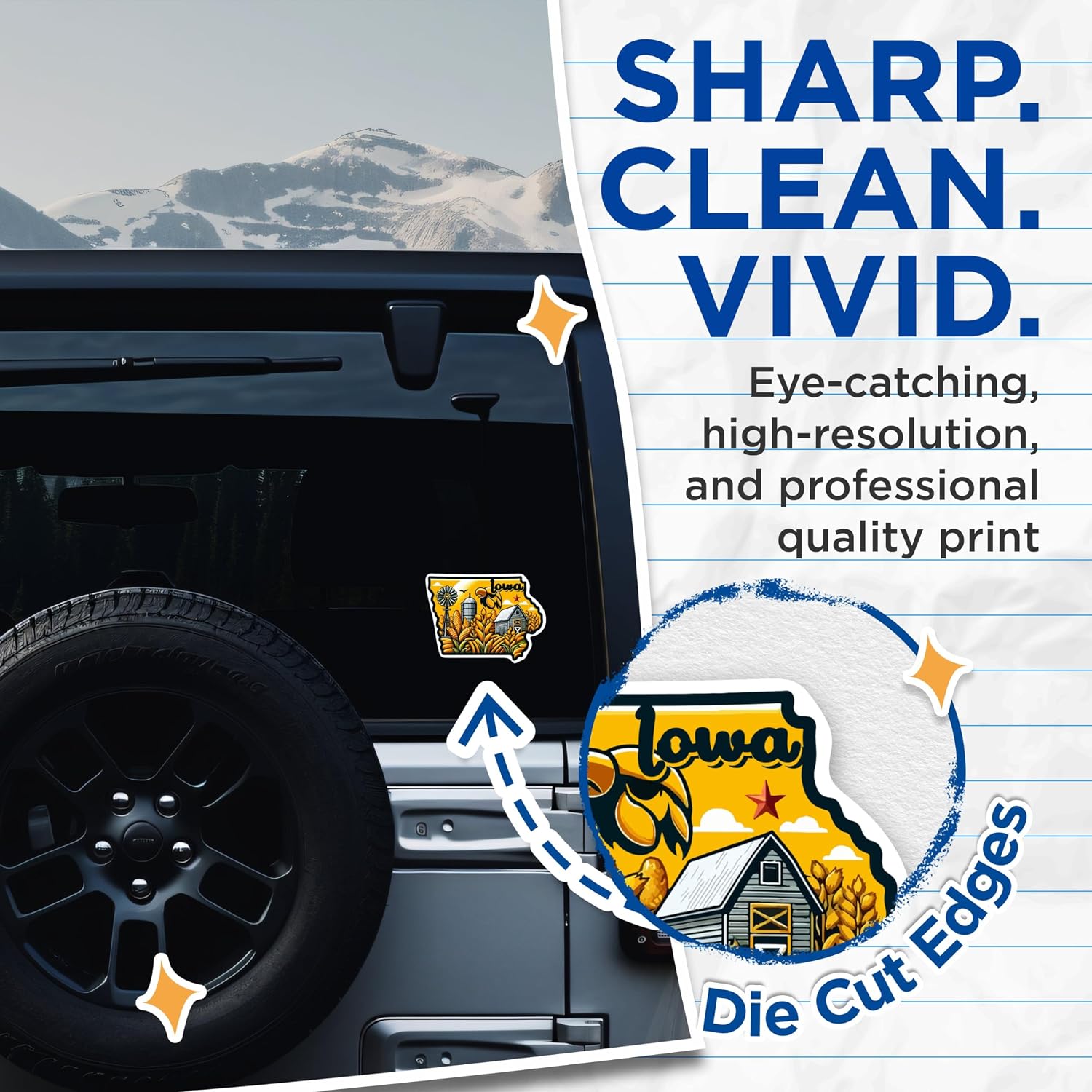 (2 Pack) Iowa State Shape Stickers - IA State Sticker - Choose from 50 States - 5 Inches On Longest Side - Premium Vinyl - for Cars, Skateboards, Laptops - Made in USA - BMCS1251