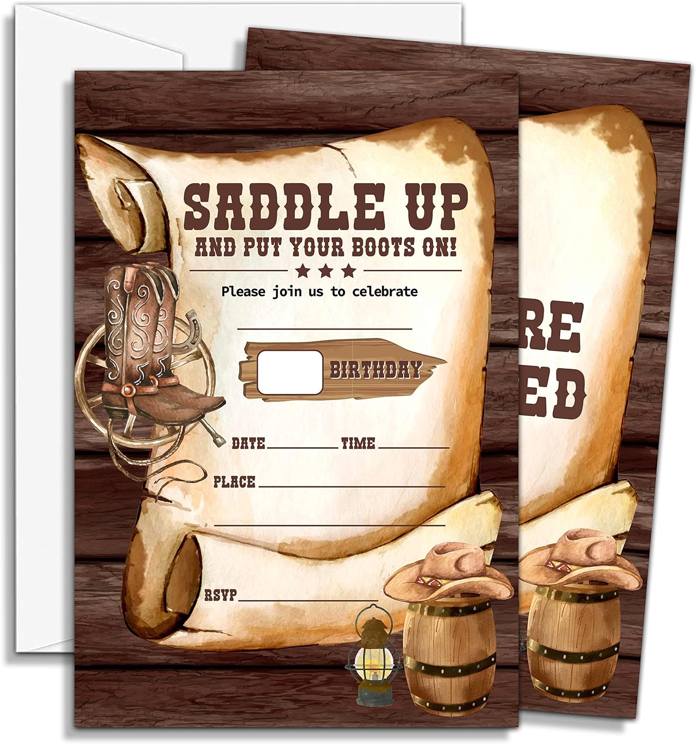 DOQPO Cowboy Birthday Invitations, Cowboy Cowgirl Party