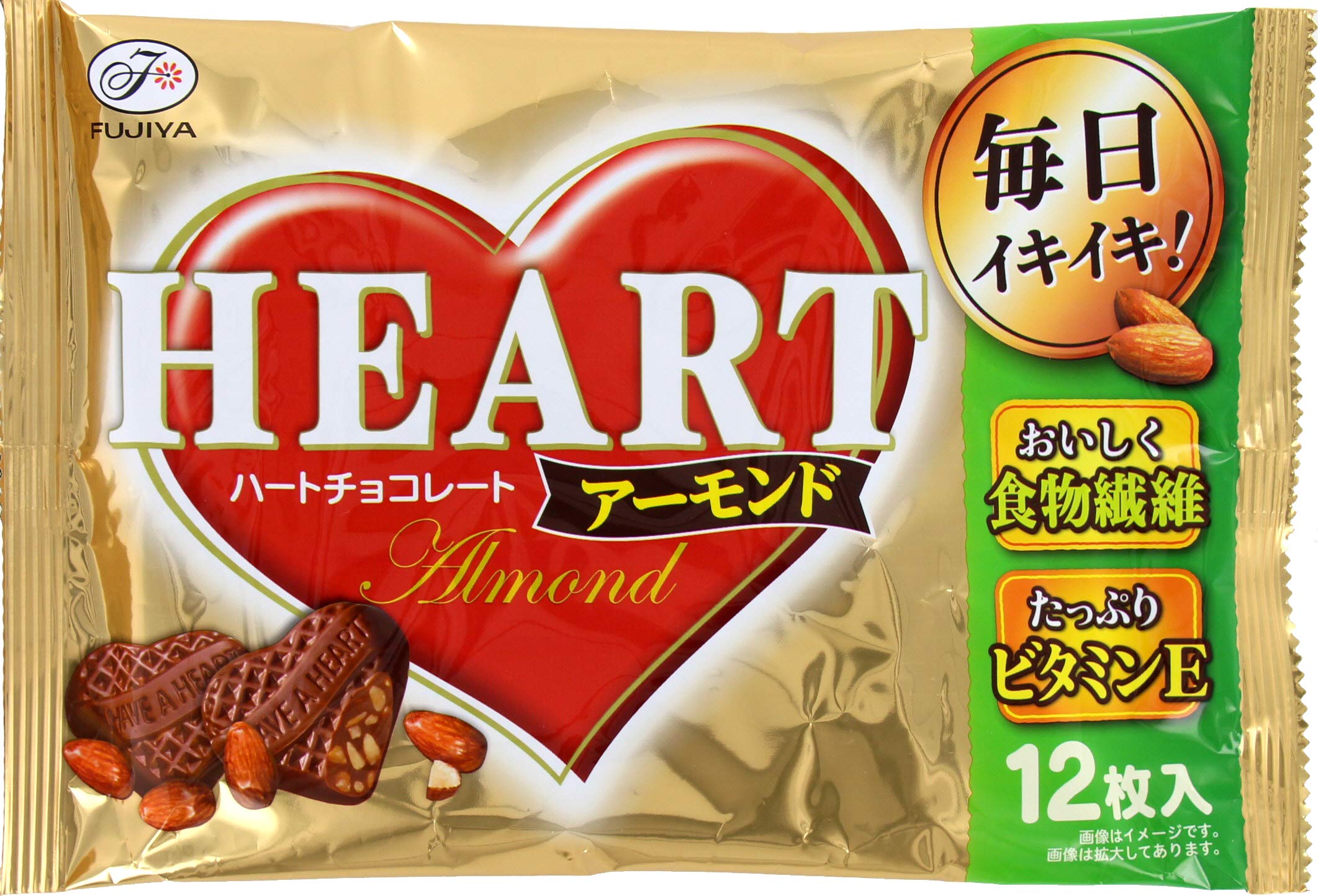 Amazon | 不二家 ハートチョコレート(アーモンド)袋 12枚×15袋