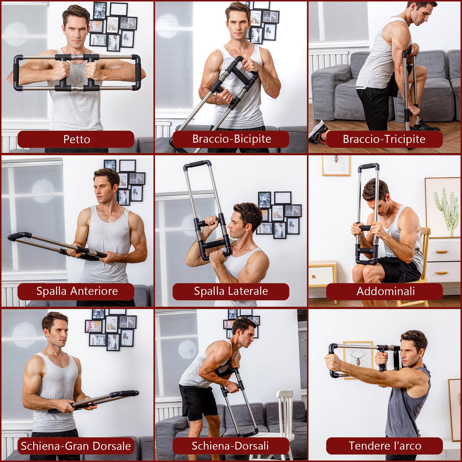 GoFitness Push Down Bar Attrezzo per Pettorali | Esercizi Petto, Braccia, Spalle, Addominali e Schiena - Allenatore per Pettorali Attrezzo per Allenamento della Forza a Casa