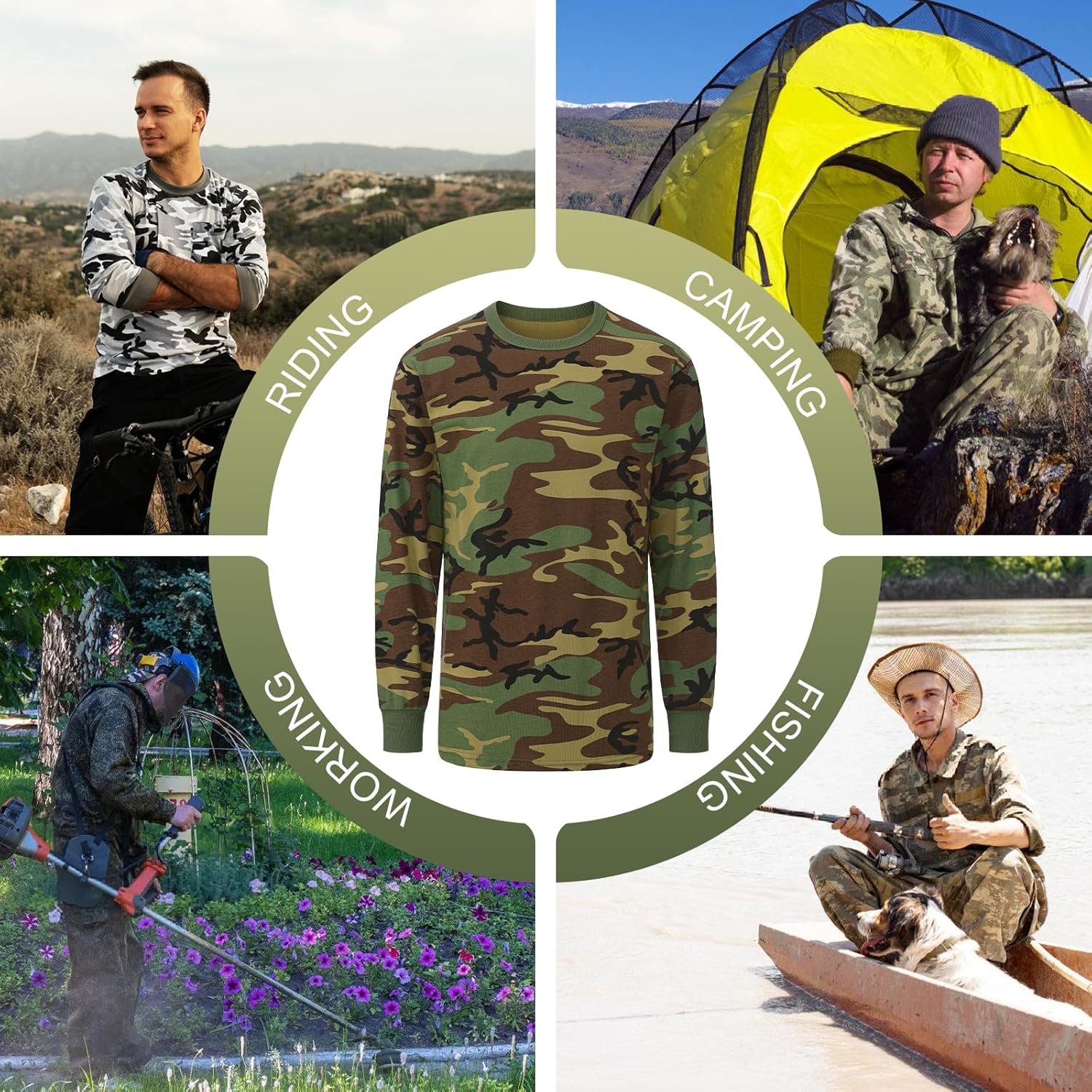 Men's Camo Long Sleeve Shirt - Military Tactical & Fishing T-Shirt, Suitable for Outdoor and Everyday Wear - Image 2