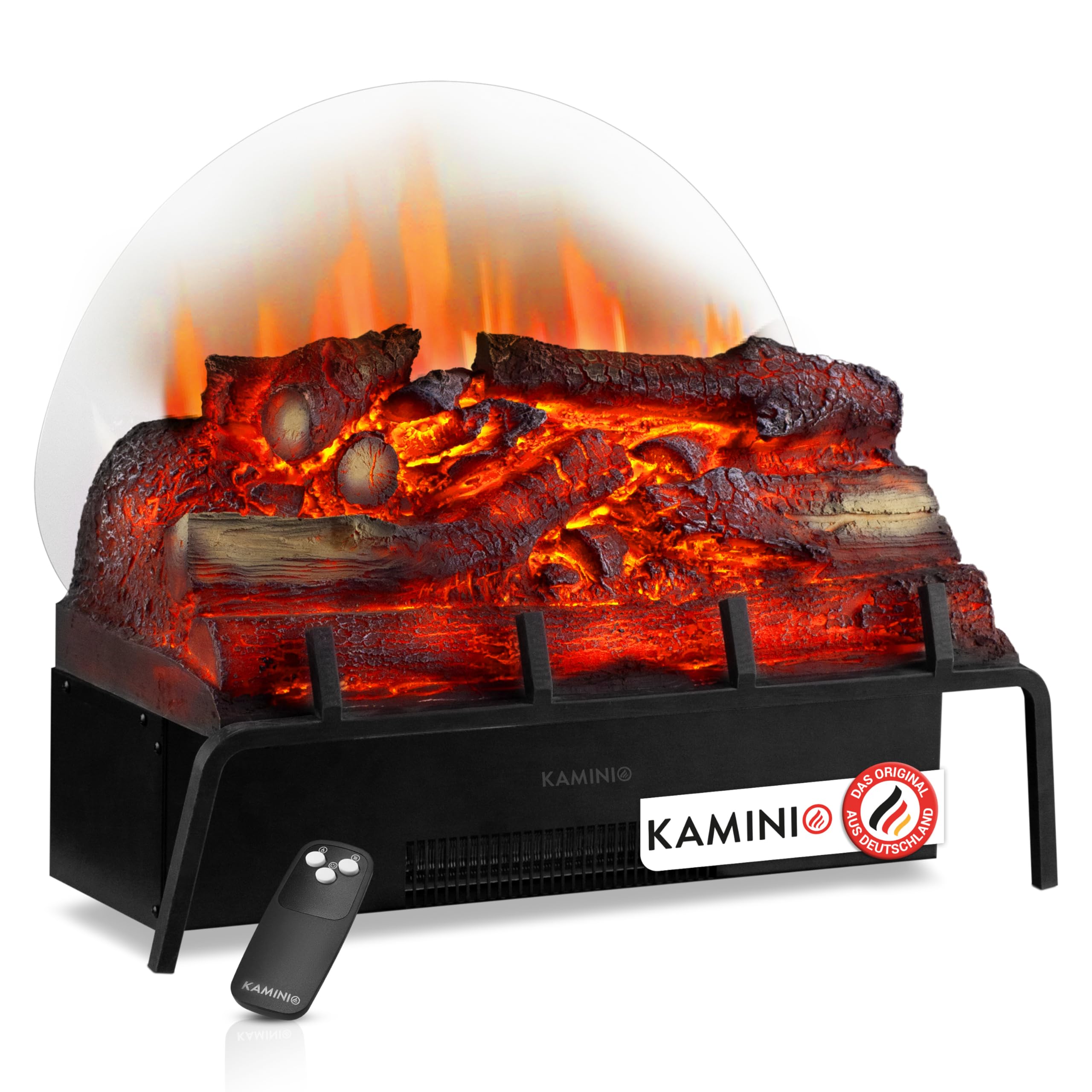 KAMINIO Elektrokamin Noah - Elektrischer Kamineinsatz mit Heizung, 3D-Flammeneffekt, Fernbedienung