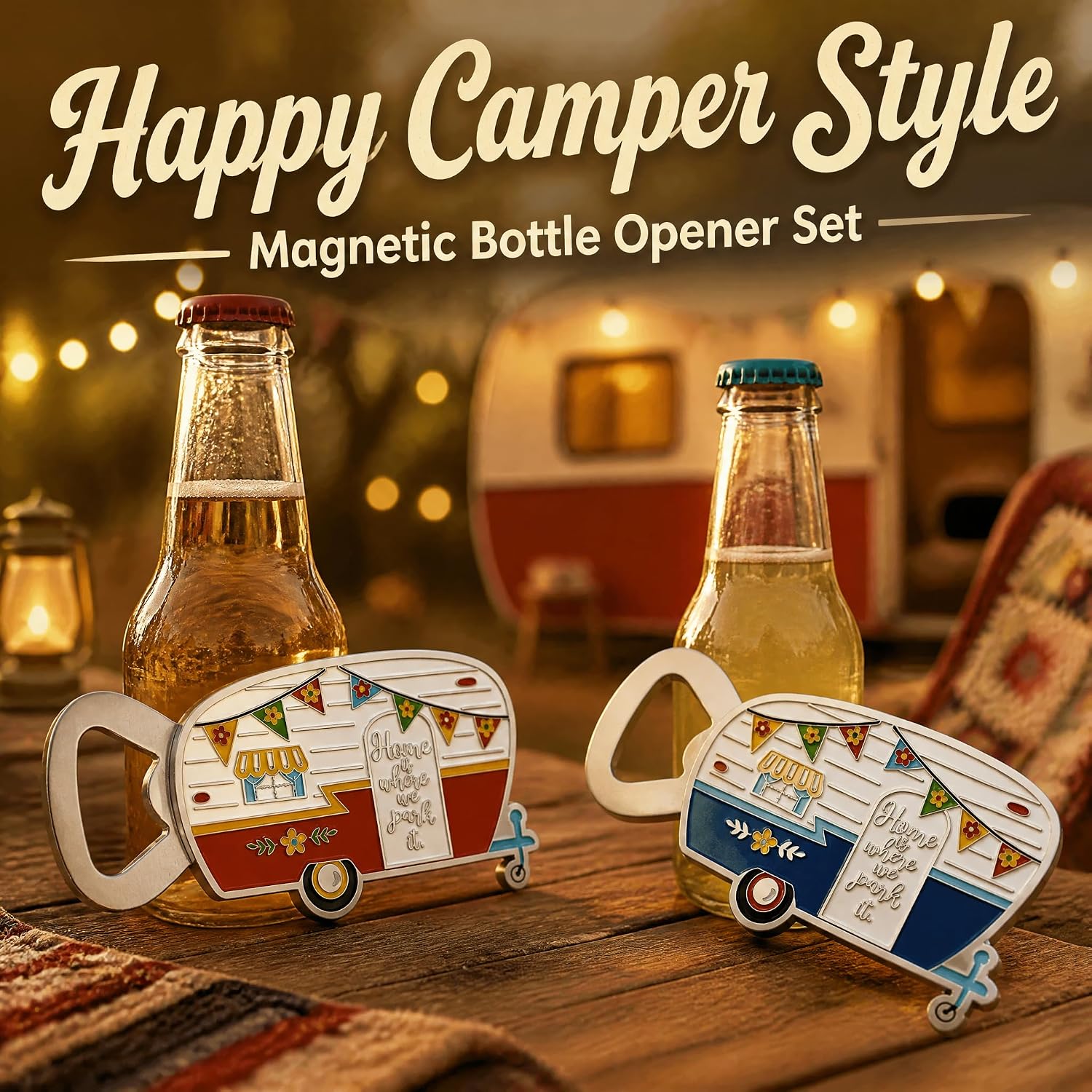 2-Pack RV Design Beer Bottle Opener & Magnets for Fridge