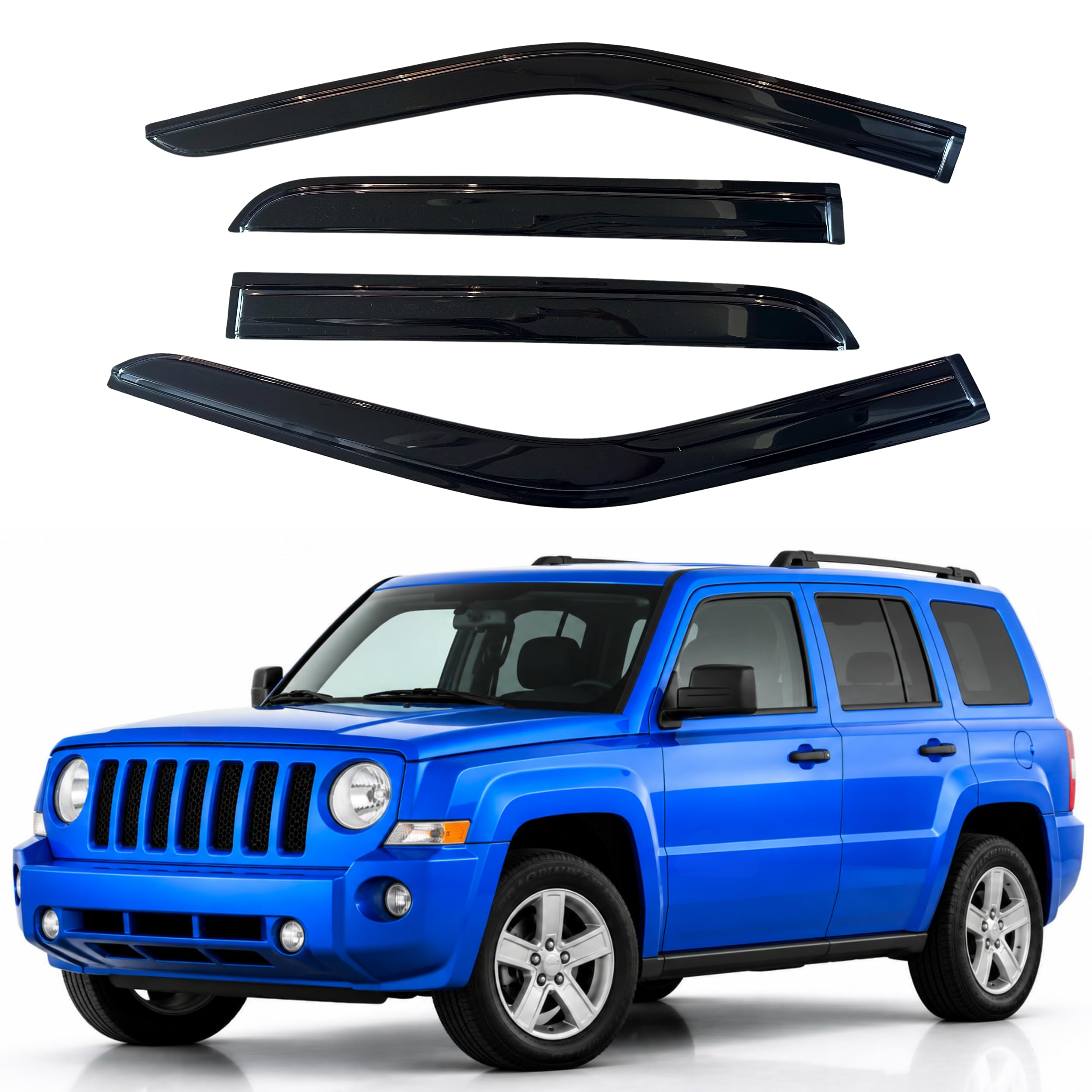 IG Window Visors Fit for 2007-2018 Jeep Patriot, Out-Channel Rain Guards Vent Wind Deflectors 4PC, Car Accessories for 07-18 Patriot
