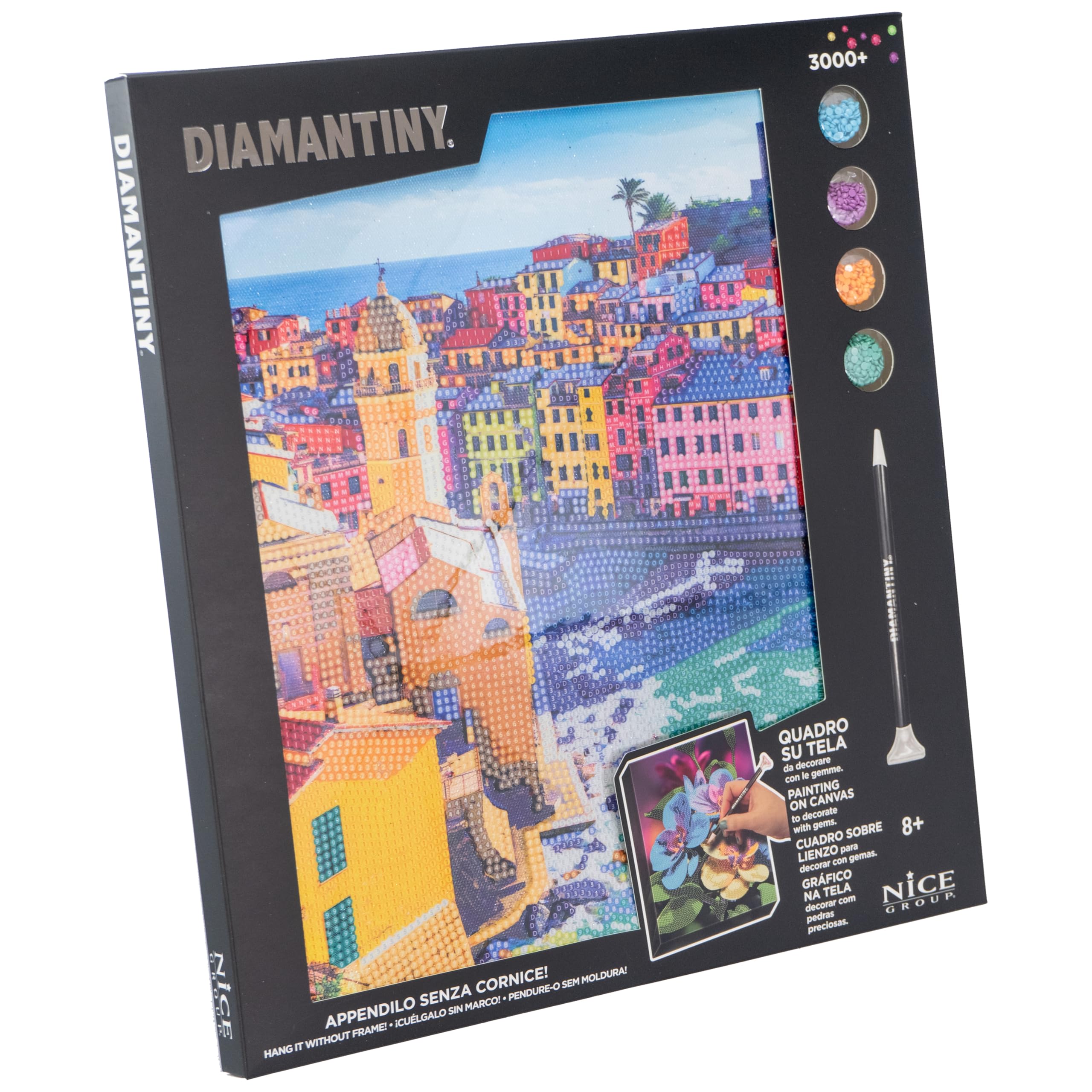 DIAMANTINY Level Up - QUADRO - Creative Art, Diamond Painting Kit, crea il mosaico Cinque Terre
