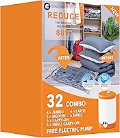 Vista 12 de 10 bolsas pequeñas de almacenamiento al vacío con bomba eléctrica, bolsas de embalaje de plástico, bolsa ahorradora de espacio para ropa, colchón