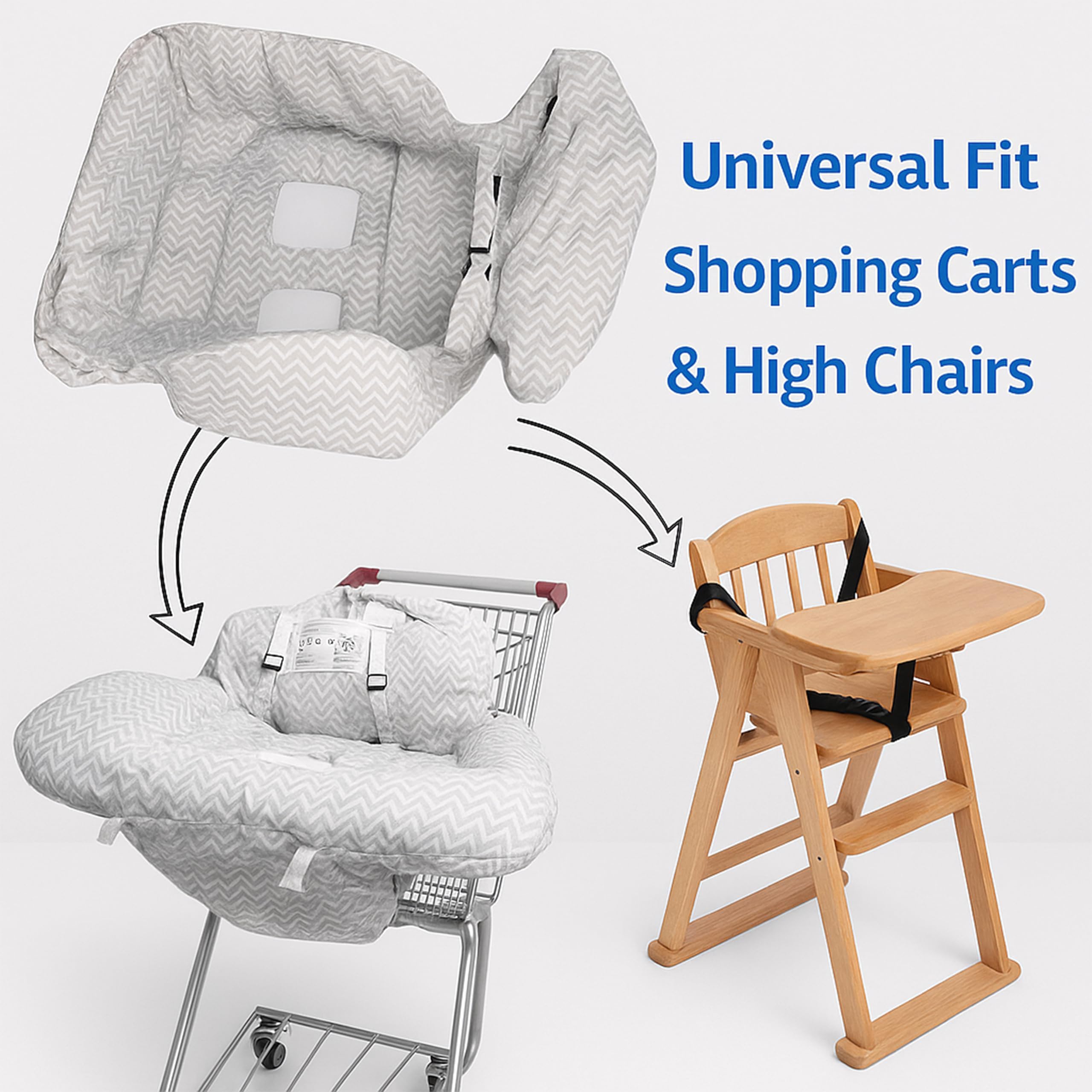 PlayGround® Cuscino per Seggiolone da Supermercato, Carrello della Spesa - Proteggi Seggiolino Copertura Carrello Bambino Portatile - Confortevole e Morbido - Lavabile in Lavatrice
