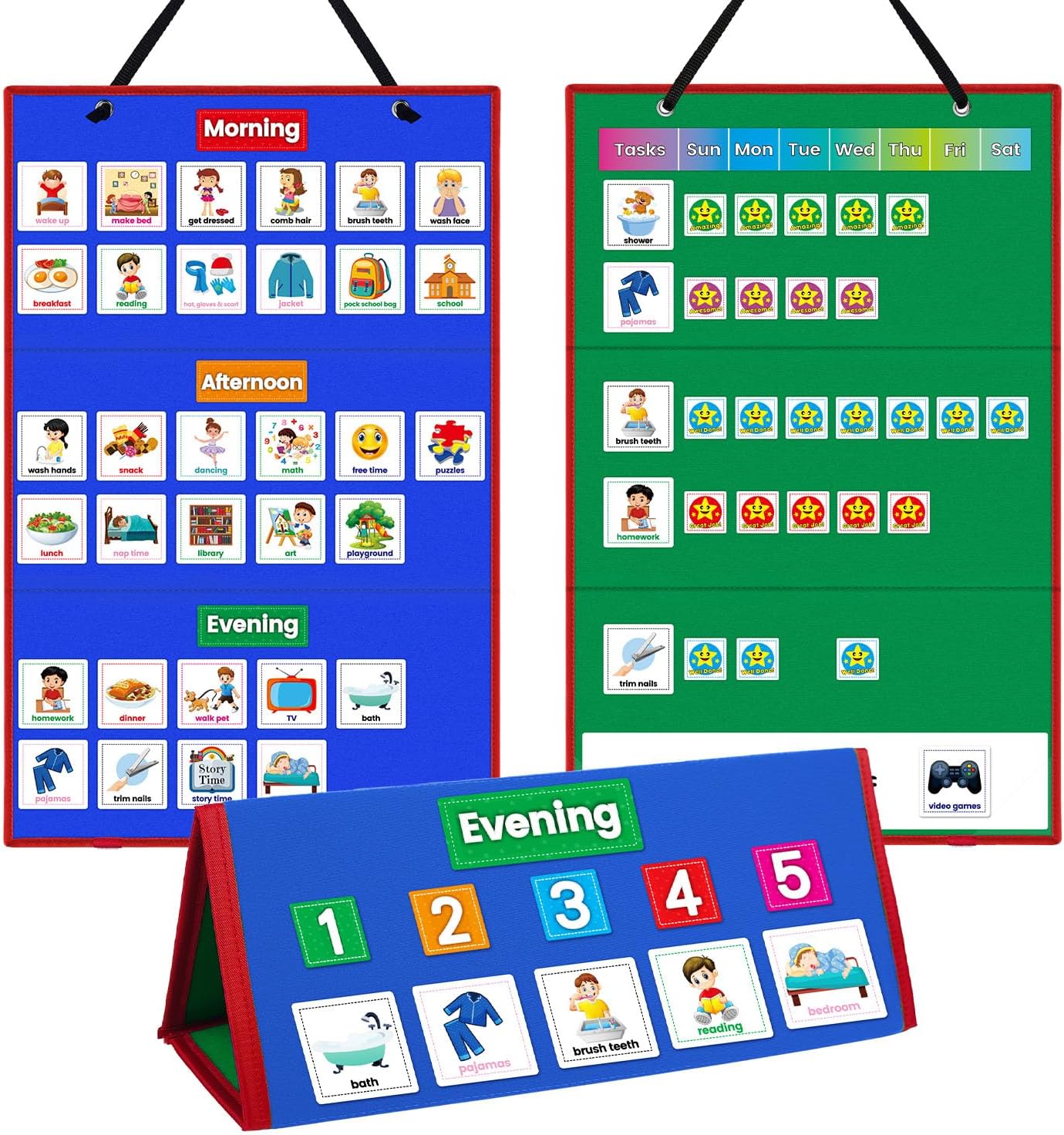 Visual Schedule Daily Activity Chart for Kids-Behavior Chore Chart for Toddler at Home & School- Daily Routine Chart Autism Learning Material