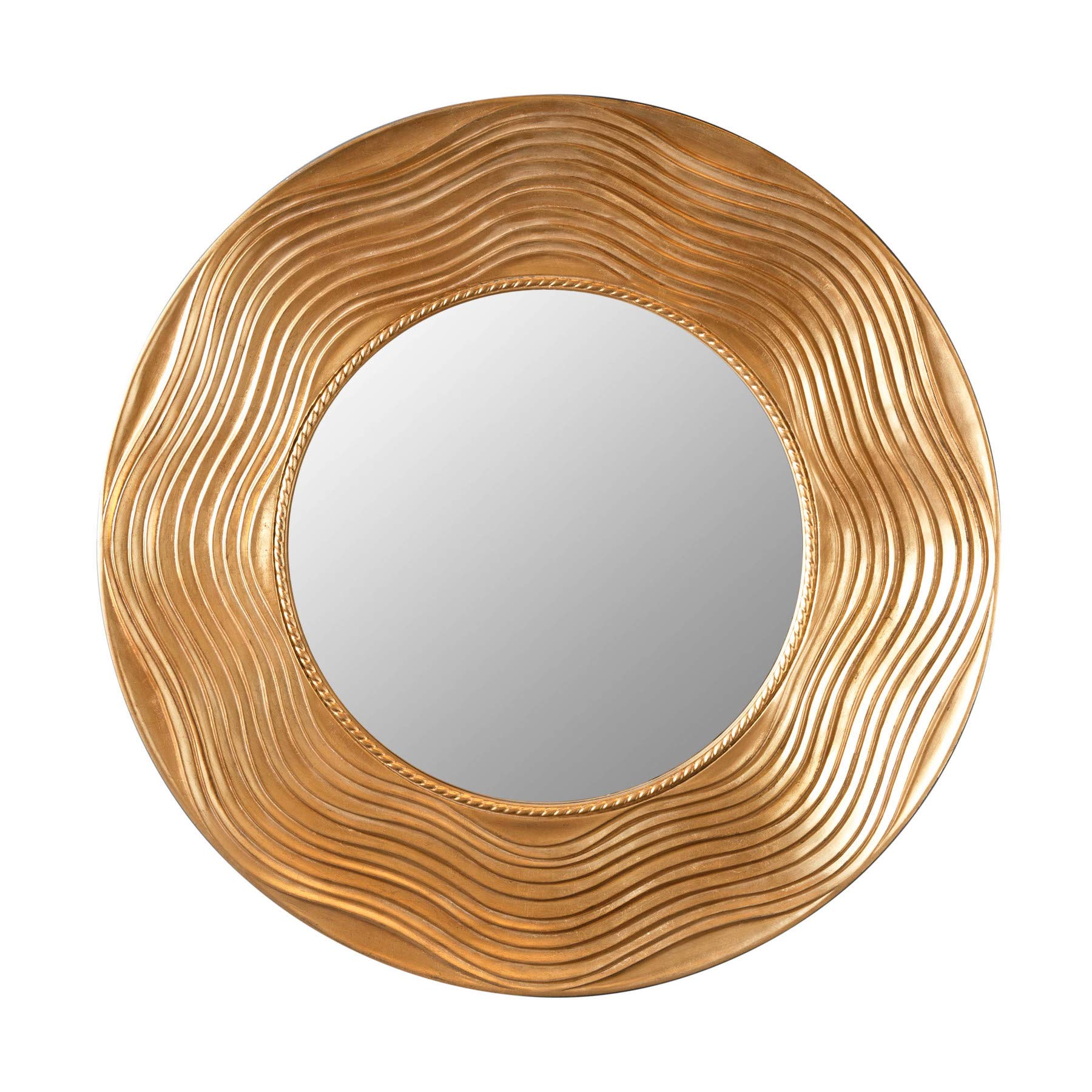 Riess Ambiente Elegante espejo de pared Circle 100 cm redondo dorado con marco adornado espejo de baño espejo de pasillo