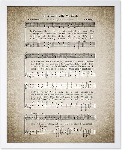 Miniatura 34 de Poster Master Póster vintage con texto en inglés «How Great Thou Art», impresión de partituras de música retro, arte de pared de himnario, regalo