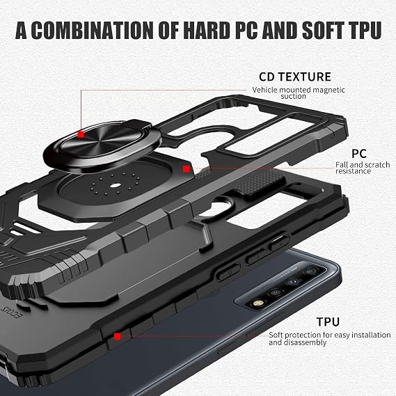 Ailiber for TCL 20 XE Magnetic Stand Case, Screen Protector-Black