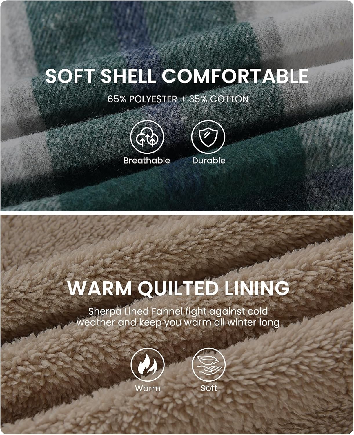 Elesuit Women's Sherpa Lined Flannel Shirt Jacket Plaid Button Down Jacket Coat for Women with Pocket - Image 7