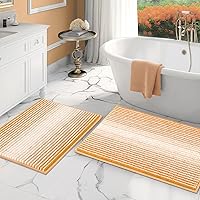 Vista 37 de BSICPRO Juego de alfombras y tapetes de baño, 2 piezas de felpilla gruesa y absorbente, antideslizantes, suaves y peludas para baño, lavables a