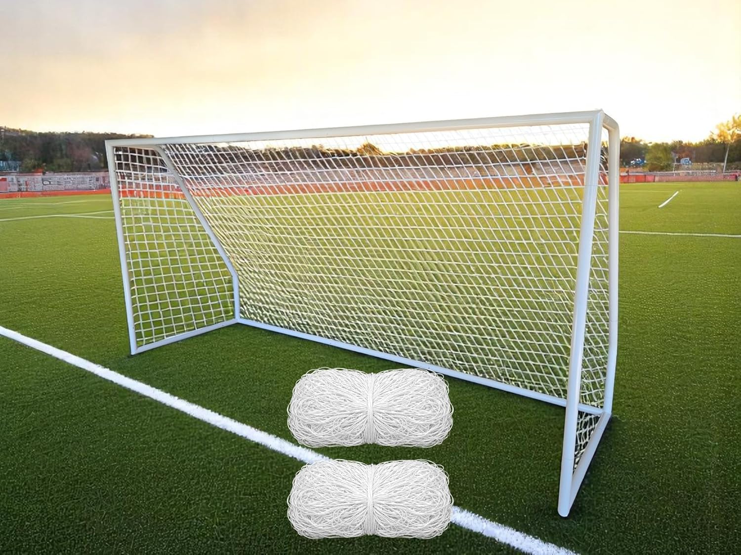 PASS Premier® 12 X 6 Ft. Youth Size Steel Soccer Goal. 2" Diameter Strongest Steel Frame w/Durable 4mm Net, Ground Stakes, Elastic Clasp & Re-Usable Ties. 12x6 Ft. Practice Aid.