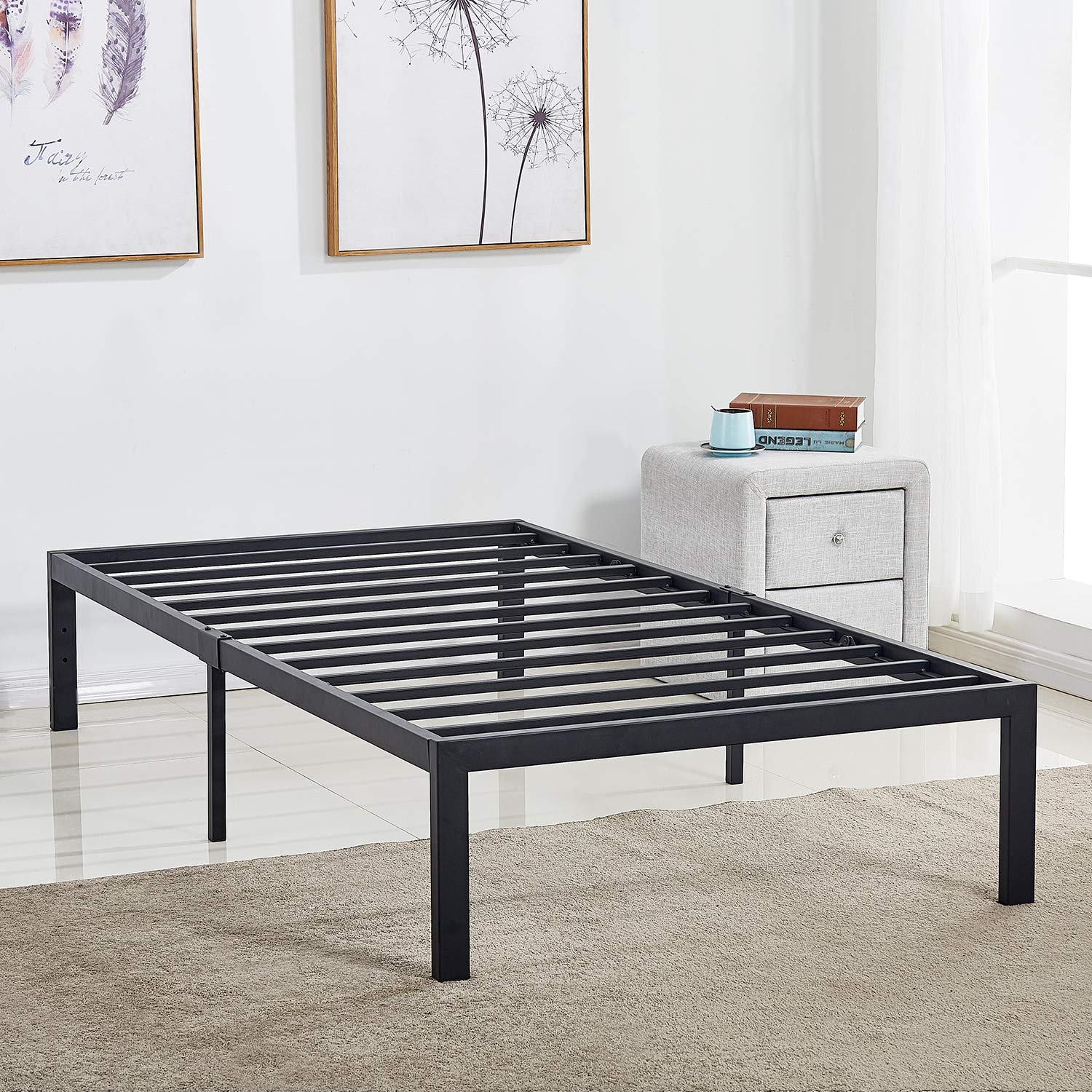 Photo 1 of *USED/SEE NOTES* VECELO 14" Twin Metal Platform Bed Frame,Heavy Duty Steel Slat/No Box Spring Needed, Mattle Black