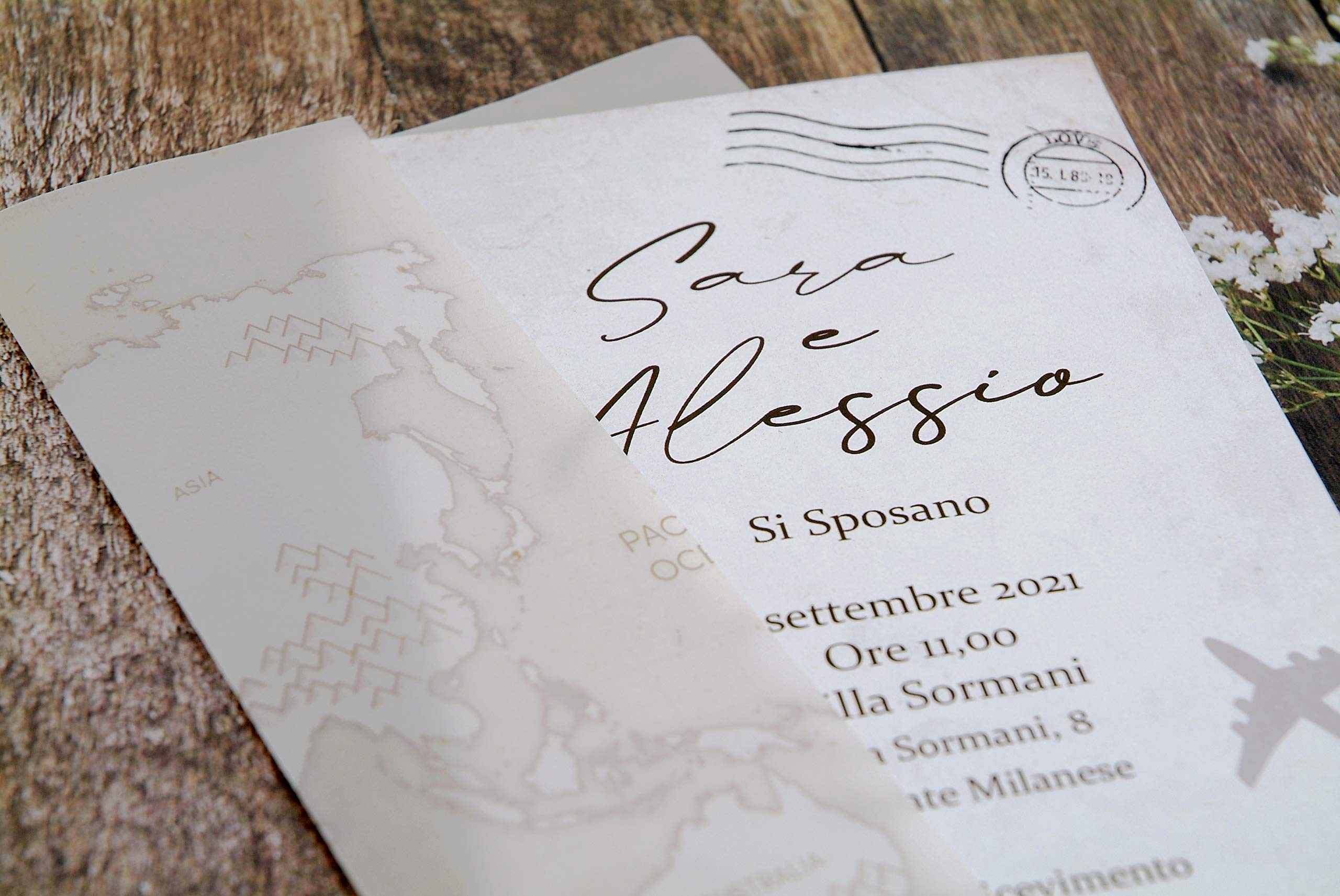 Partecipazioni matrimonio personalizzate vellum - inviti nozze con carta traslucida viaggio 10 pezzi