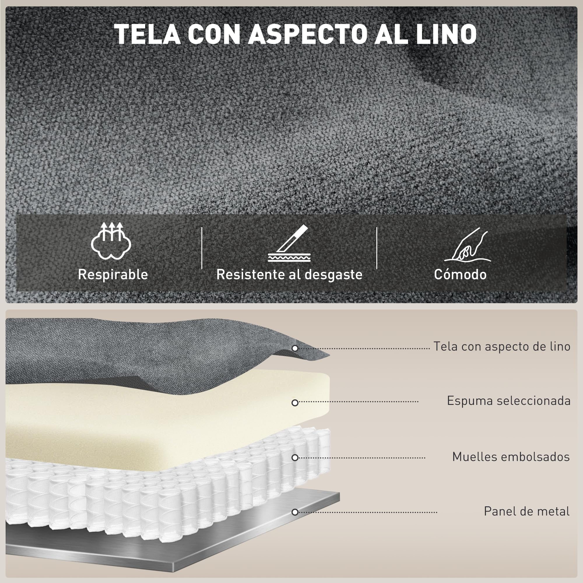 HOMCOM Sillón Reclinable de Salón Sillón Relax Reclinable Manual con Reposabrazos y Reposapiés Carga 150 kg Sofá Relax para Salón Dormitorio Gris