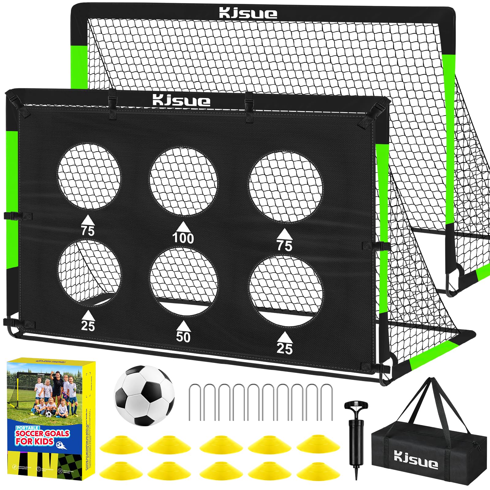 1 paquete de porterías de fútbol de 6 x 4, 6 objetivos, color verde