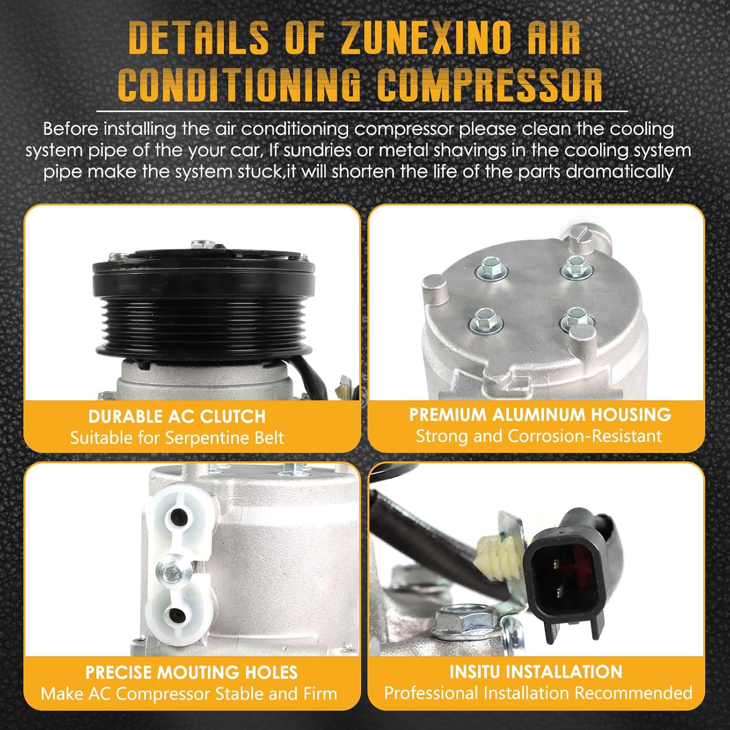 Air Conditioning Compressor A/C Compressor w/Clutch Compatible with 04-07 Expedition Lincoln Navigator E-150 E-250 E-350 E-450 4.6L 5.4L, Replace Part No. 0610188 0610073 CO 2486AC