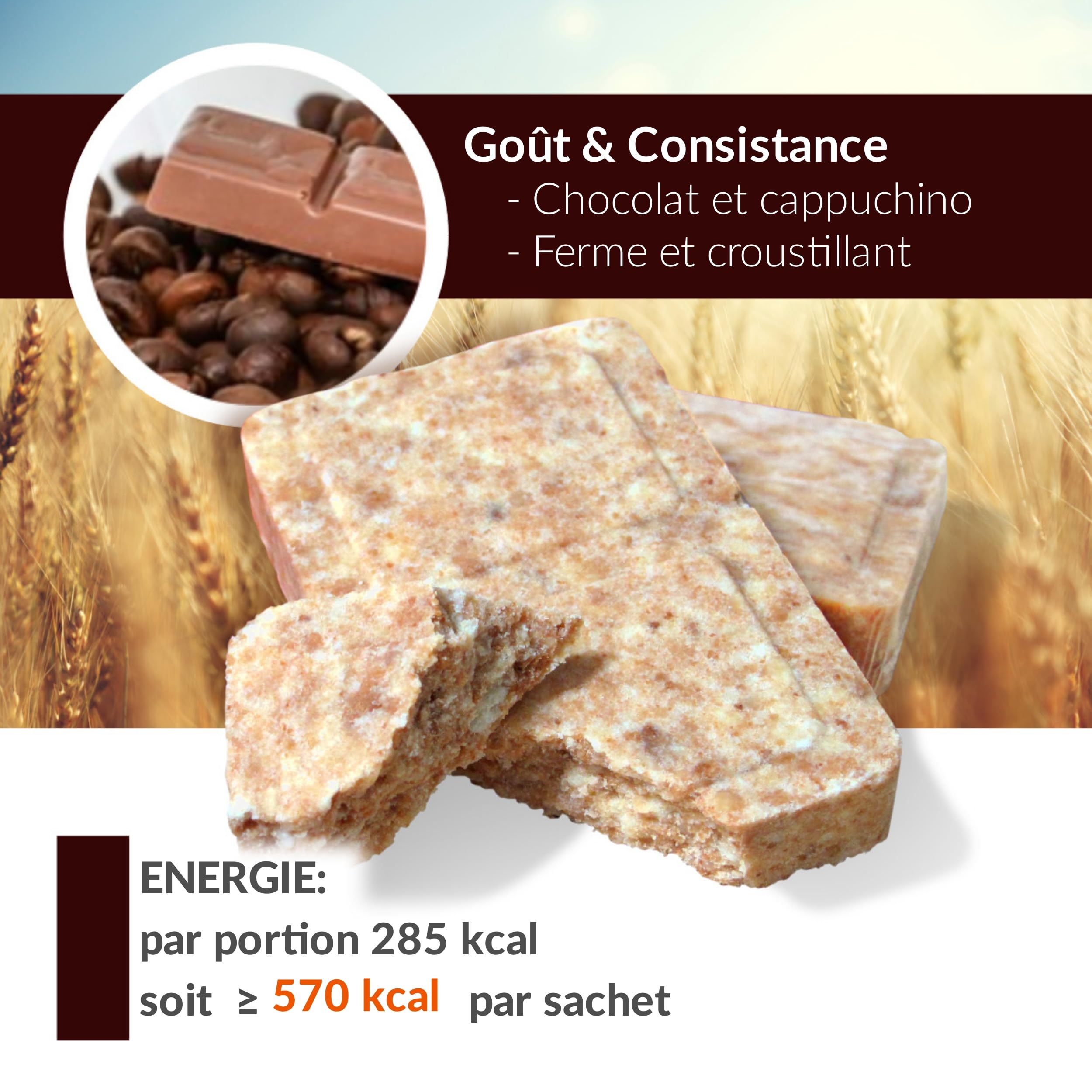 CONVAR-7 Barre Énergétique Chocolat Cappuccino Ration de Survie Sport