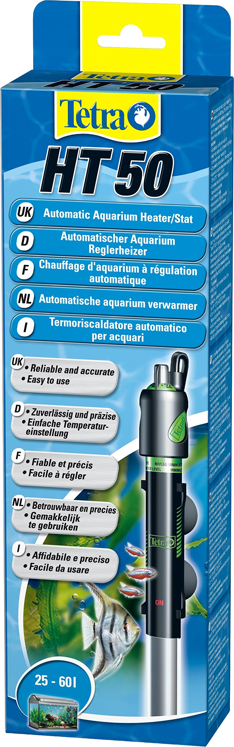 Tetra HT 50 - Potente calentador de acuario para cubrir diferentes niveles de potencia con el mando de ajuste de temperatura