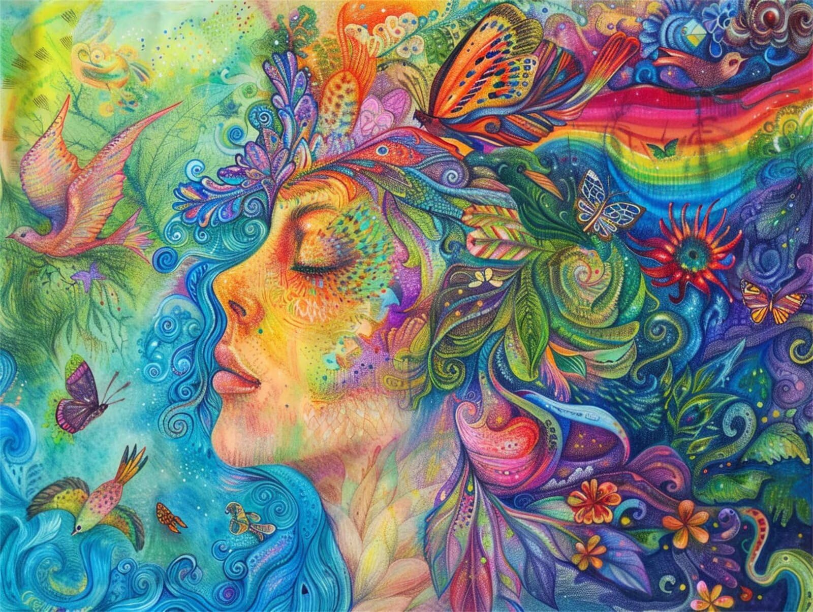 Dipingere con i Numeri per Adulti ragazza Paint by Numbers Kit colore Fai da te Hobby Creativi Adulti,Dipingi con i Numeri con Pennelli e Acrilico Pigmento,Decor della Parete di Casa 80x100cm M-420