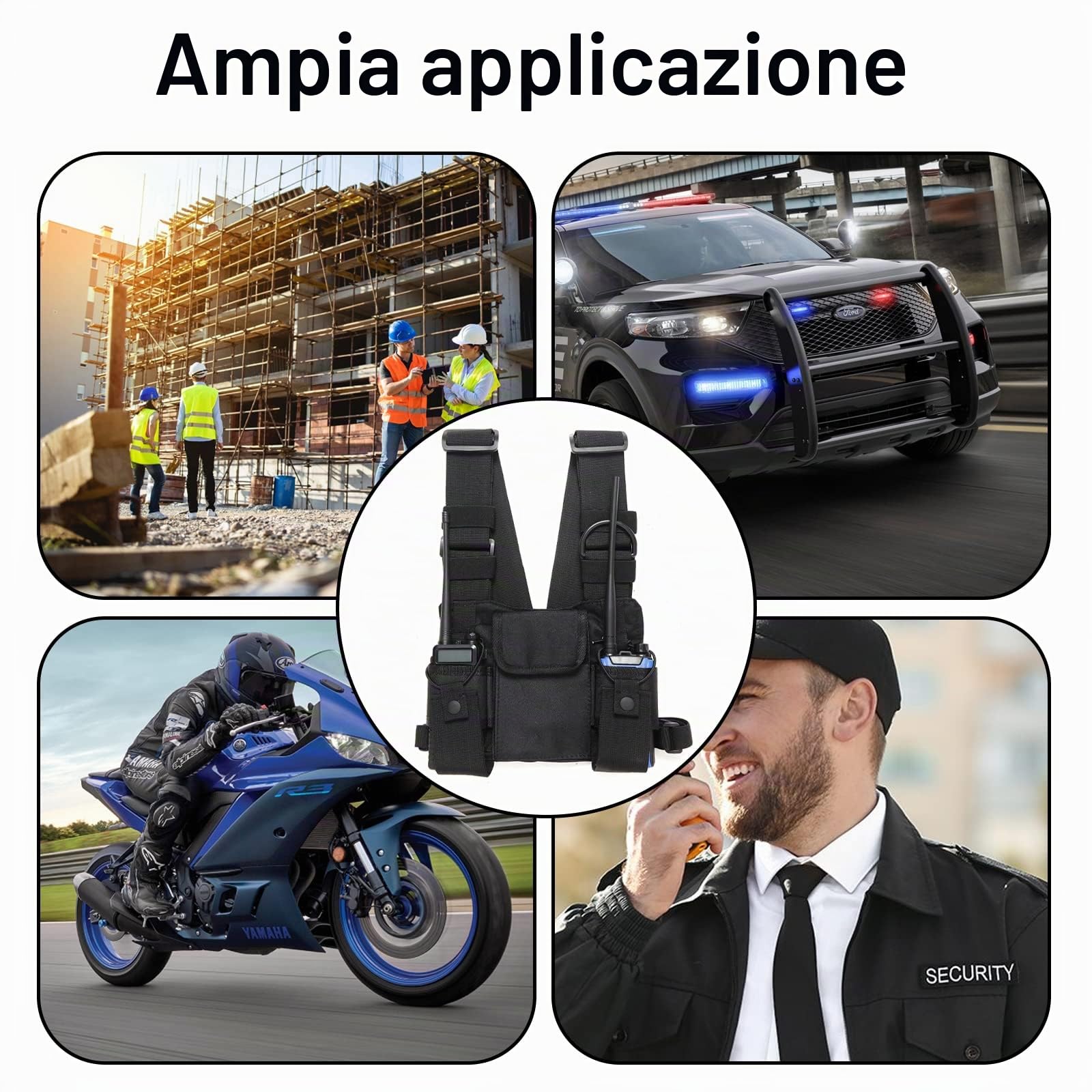 GAESHOW Walkie-Talkie Borsa a Tracolla Regolabile, Chest Pack Universale Mani Libere per Radio