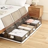 2-Pack Under Bed Storage Containers with Wheels - Stackable, Foldable Plastic Storage Boxes with Lids for Clothes, Shoes, Blankets - Perfect for Bedroom Organization and Dorms