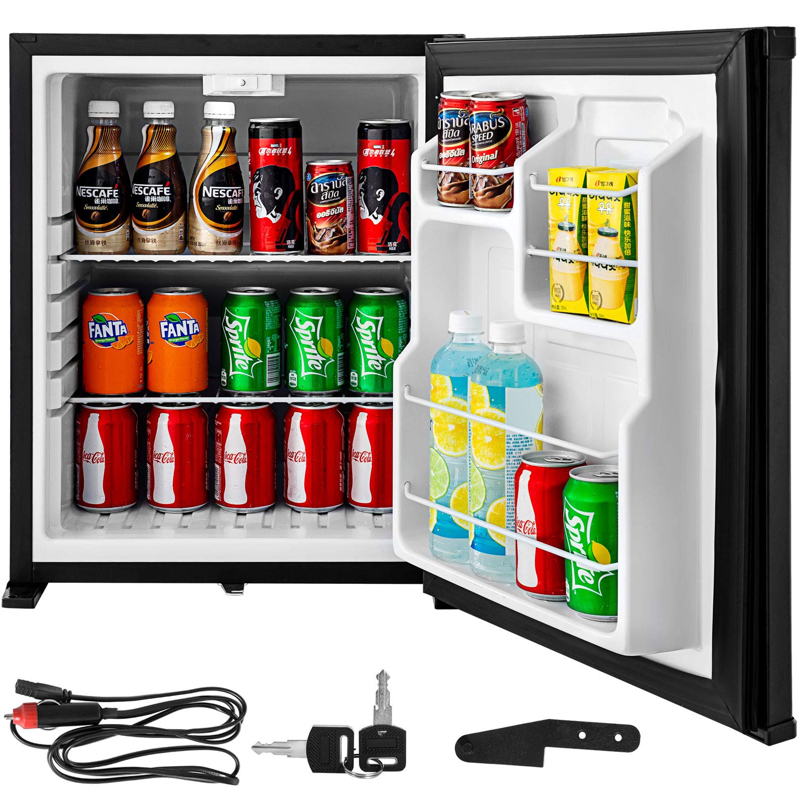 VBENLEM Portable Refrigerator,12V DC &110V AC Compact Absorption Fridge,Mini Car Cooler with Lock Reversible Door,for Apartment Hotel Hospital Camping Traveling Vehicle RV Boat - 37~53℉