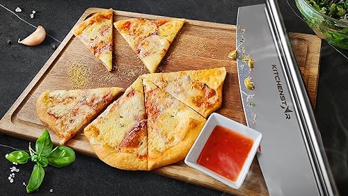 Miniatura 7 de KitchenStar - Cuchilla de corte de pizza de 12 pulgadas, cuchillo afilado de acero inoxidable con cubierta protectora, accesorios para horno de
