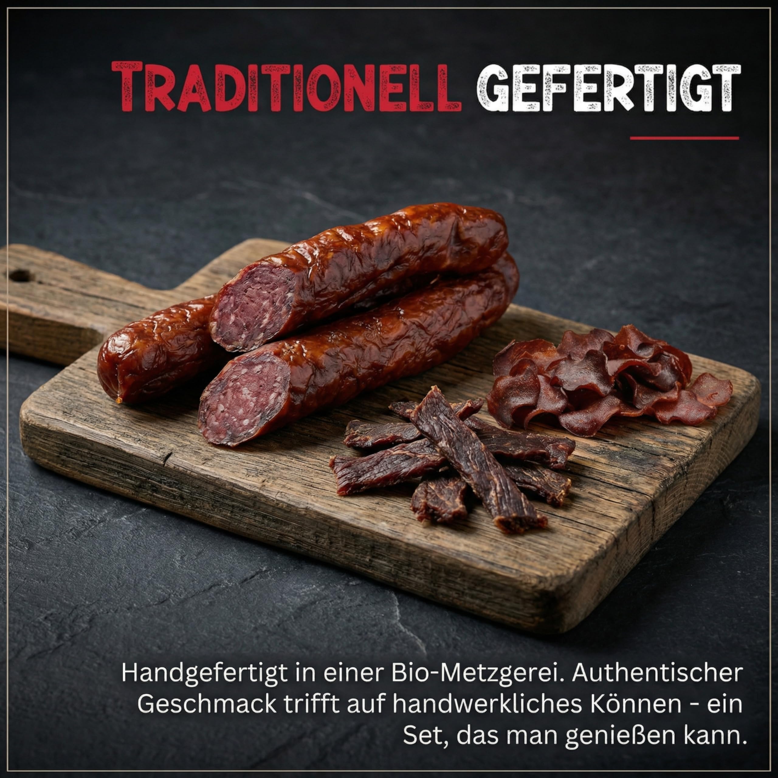 PALEO TO GO Geschenkset – 100% BIO Fleischsnacks – Beef Jerky, Beef Chips, Beefy Salami & Kaminwurzen – High Protein Snackbox – Low Carb Eiweißsnack – Ohne Zucker & Konservierungsstoffe